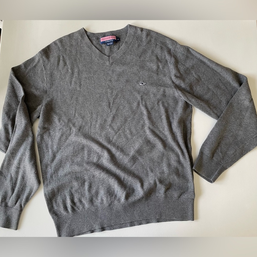 Vineyard Vines Mens Gray V Neck Sweater Size M